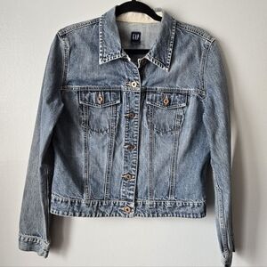 GAP Vintage Medium Wash Denim Jean Jacket Structured Classic Essential Size L